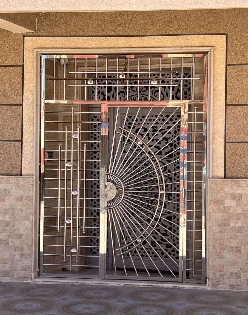 Stainless steel mesh grid double safety door